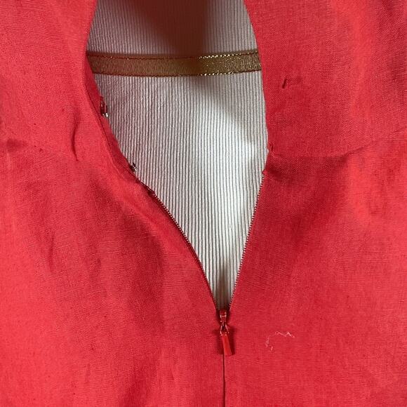 New Vintage 80/90s Carlisle 100% Linen Midi Dress Women Sz 6 Red "Trafalgar" - Picture 4 of 7